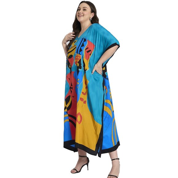 Gypsie Blu Kaftan Dress for Women Plus Size Party Wear Maxi Dresses Caftan Gowns - Picture 5 of 8